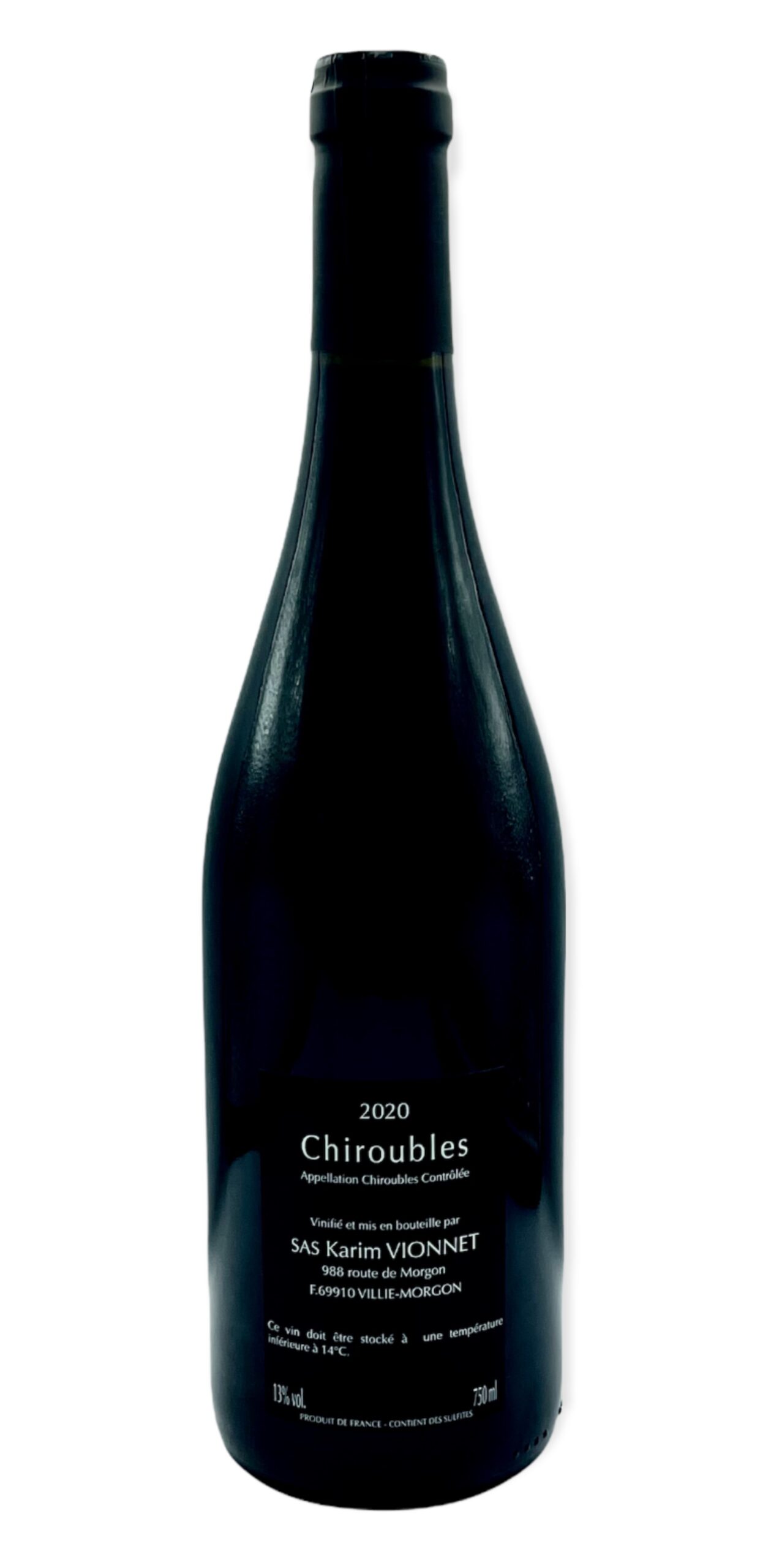 Chiroubles Vin de kav 2020, contre étiquette, Domaine Karim Vionnet